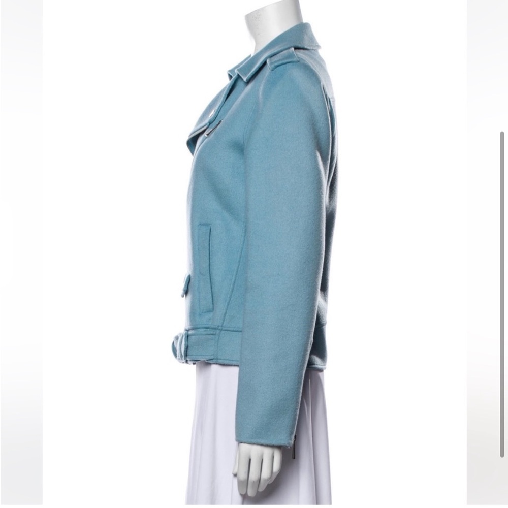 Wool Blend Moto Jacket in Dusty Blue - Picture 3 of 4